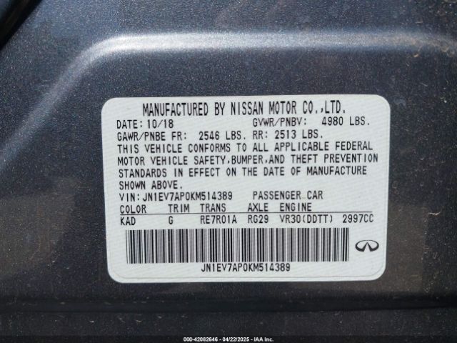 JN1EV7AP0KM514389 Infiniti Q50
