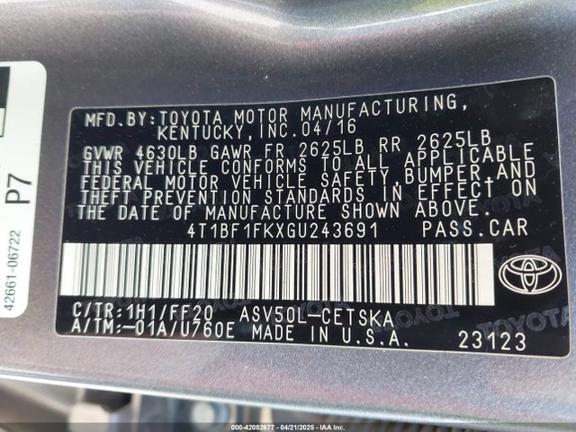 4T1BF1FKXGU243691 Toyota CAMRY SE
