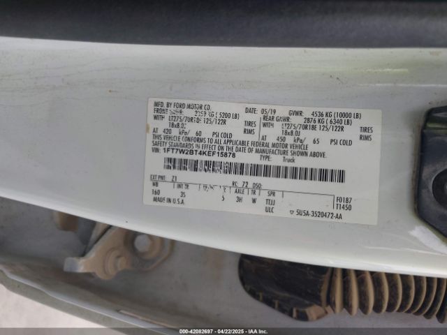 1FT7W2BT4KEF15878 Ford F-250 Xlt