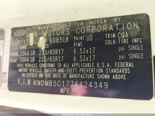 KNDMB5C17J6424349 KIA SEDONA LX