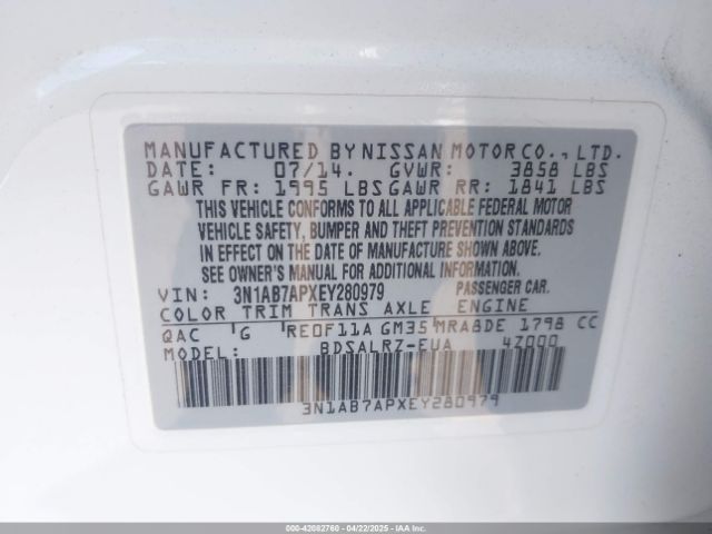 3N1AB7APXEY280979 Nissan SENTRA SR
