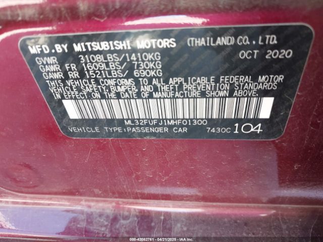 2021 MITSUBISHI MIRAGE G4 ML32FUFJ1MHF01300 Photo 8