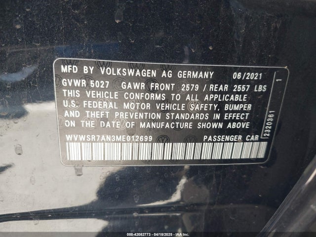 WVWSR7AN3ME012699 Volkswagen Arteon