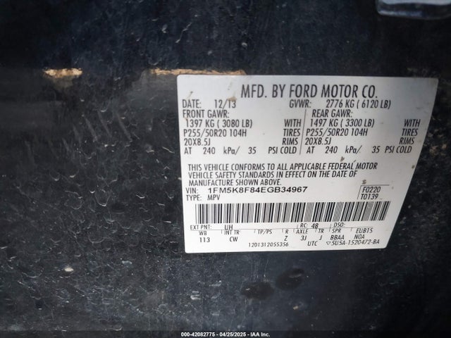 Ford 2014 2014 1FM5K8F84EGB34967 Image 9
