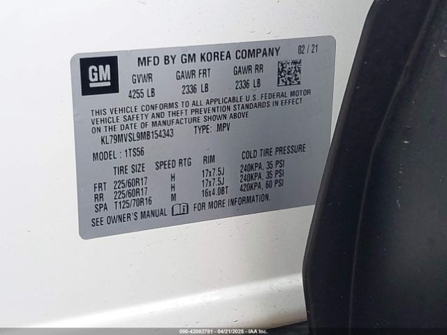 KL79MVSL9MB154343 Chevrolet Trailblazer Fwd Activ