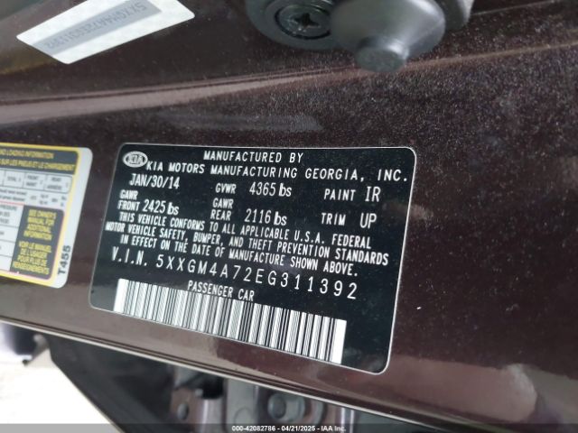 5XXGM4A72EG311392 KIA Optima Lx