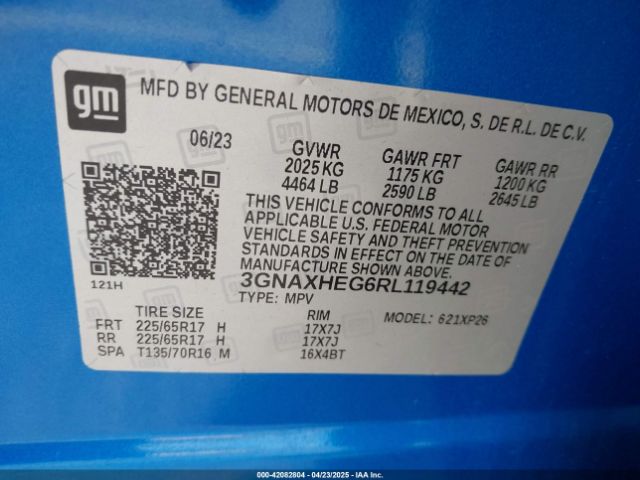 3GNAXHEG6RL119442 Chevrolet Equinox Fwd Ls