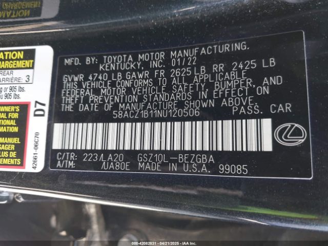 58ACZ1B11NU120506 Lexus ES 350