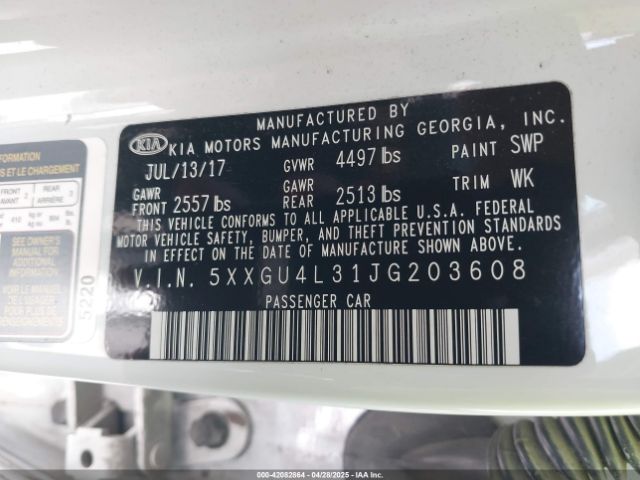 5XXGU4L31JG203608 KIA OPTIMA EX