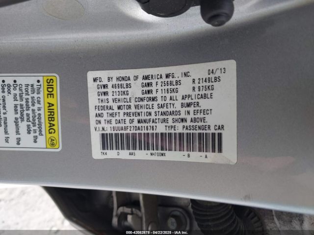 2013 ACURA TL 19UUA8F27DA016767 Photo 8