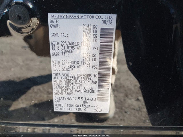 5N1AT2MV2JC851483 Nissan Rogue Sl