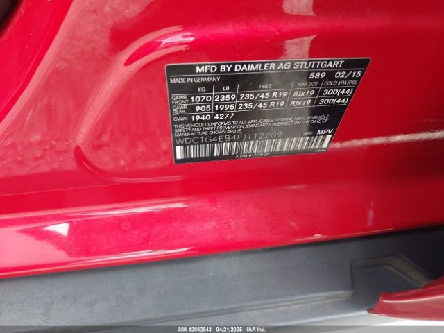 WDCTG4EB4FJ112209 Mercedes-Benz GLA 250