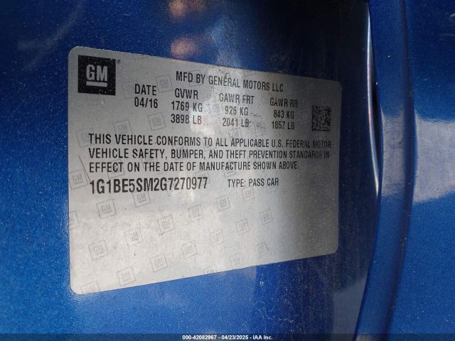 1G1BE5SM2G7270977 Chevrolet Cruze Lt Auto