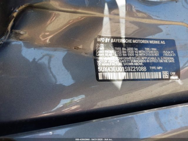 5UX43EU01S9Z21088 BMW X5 Phev Xdrive50e