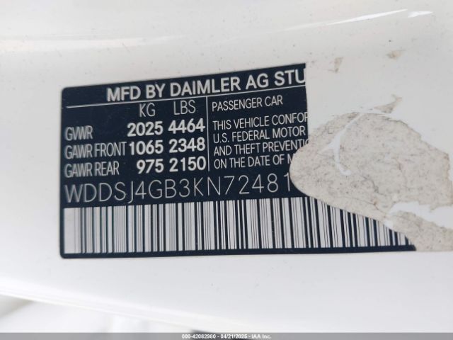 WDDSJ4GB3KN724815 Mercedes-Benz CLA 250 4MATIC