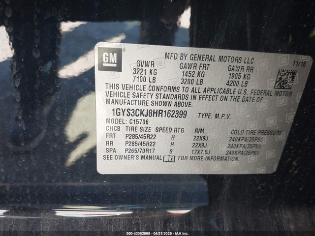 2017 CADILLAC ESCALADE 1GYS3CKJ8HR162399 Photo 8
