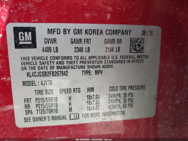 KL4CJGSB2FB267942 Buick Encore Leather