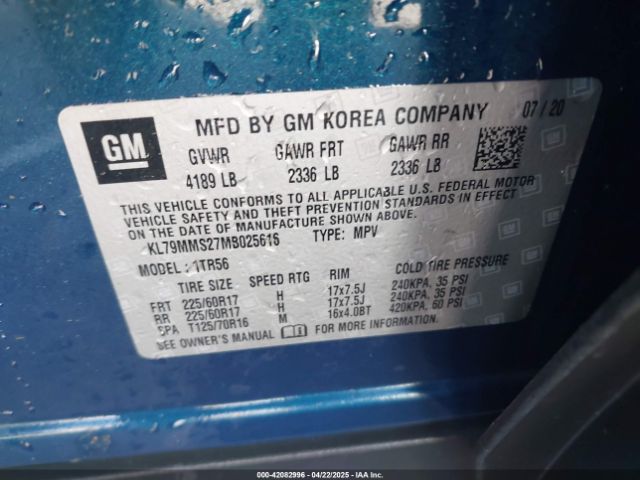 KL79MMS27MB025616 Chevrolet Trailblazer Fwd Ls