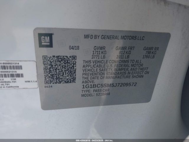 1G1BC5SM5J7209572 Chevrolet Cruze Ls Auto