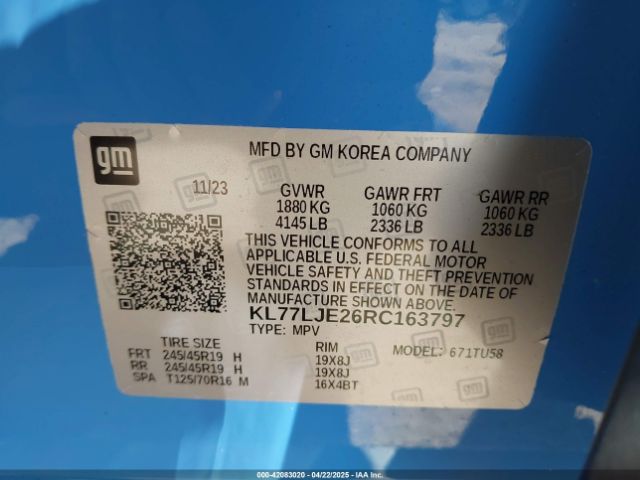 KL77LJE26RC163797 Chevrolet Trax Fwd 2rs