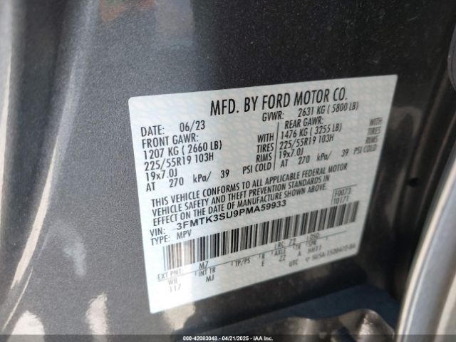 3FMTK3SU9PMA59933 Ford Mustang Mach-e Premium