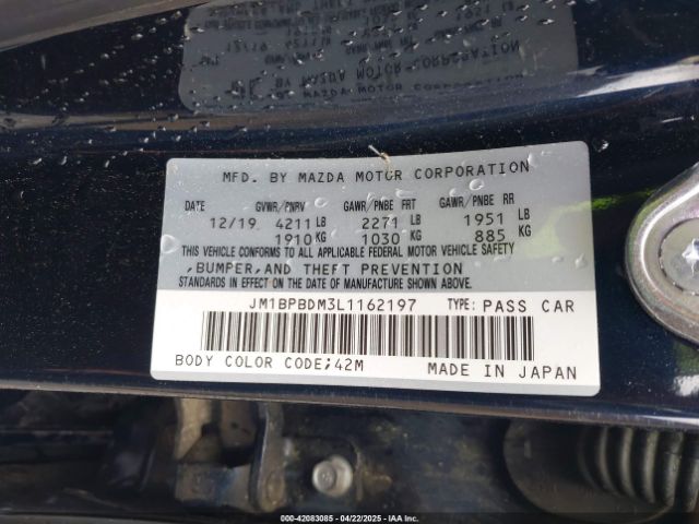 2020 MAZDA MAZDA3 JM1BPBDM3L1162197 Photo 8