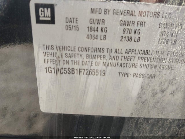 1G1PC5SB1F7265519 Chevrolet Cruze 1lt Auto