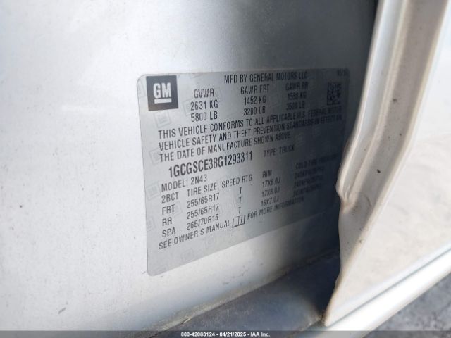 1GCGSCE38G1293311 Chevrolet Colorado Lt