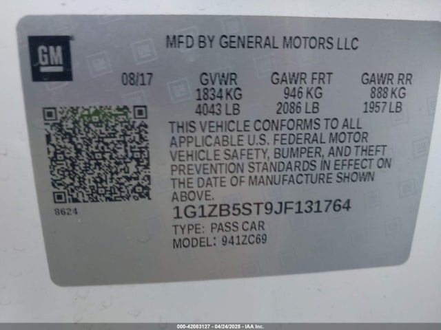 1G1ZB5ST9JF131764 Chevrolet Malibu 1ls