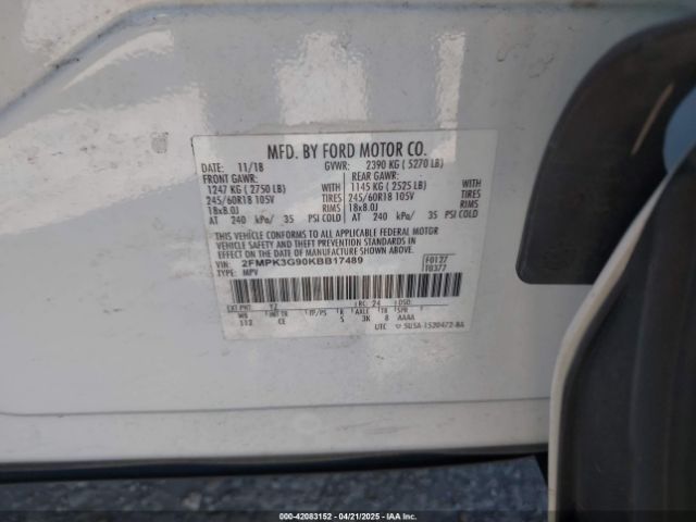 2FMPK3G90KBB17489 Ford EDGE SE