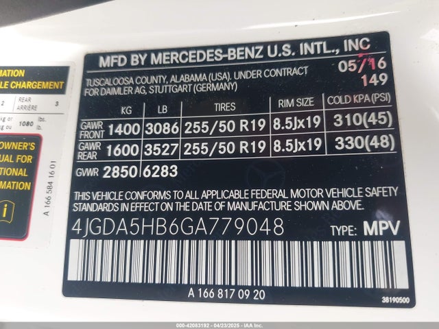 4JGDA5HB6GA779048 Mercedes-Benz Gle 350 4matic