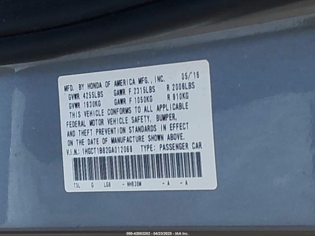1HGCT1B82GA012069 Honda Accord Ex-l