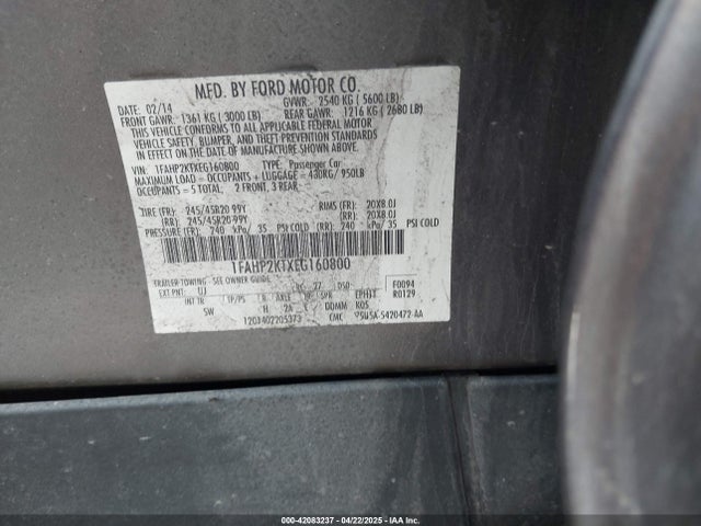 1FAHP2KTXEG160800 Ford TAURUS SHO