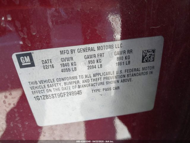 1G1ZB5ST9GF218945 Chevrolet MALIBU LS