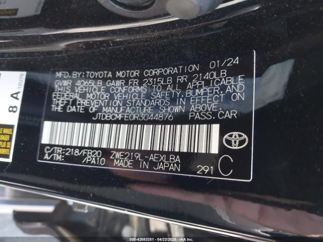 JTDBCMFE0R3044876 Toyota Corolla Hybrid Le