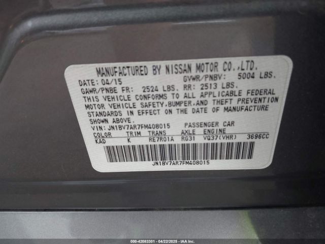 JN1BV7AR7FM408015 Infiniti Q50 Premium