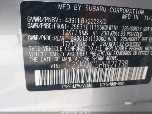 JF2SKAMC5PH421738 Subaru Forester Wilderness