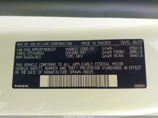 YV4L12PK0P1909337 Volvo Xc90 B5 Core