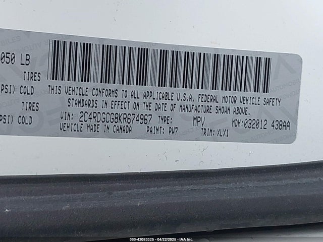 Dodge Grand Caravan 2019 2C4RDGCG8KR674967 Image 9