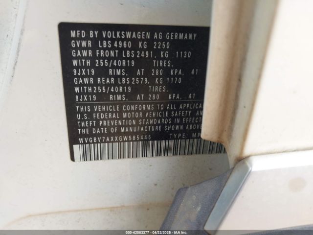 WVGBV7AXXGW585445 Volkswagen Tiguan Sel