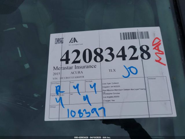 19UUB1F51FA004938 Acura TLX TECH