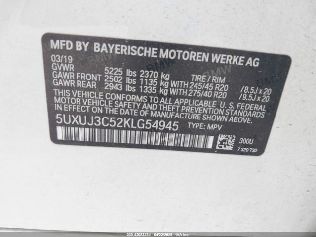 5UXUJ3C52KLG54945 BMW X4 Xdrive30i