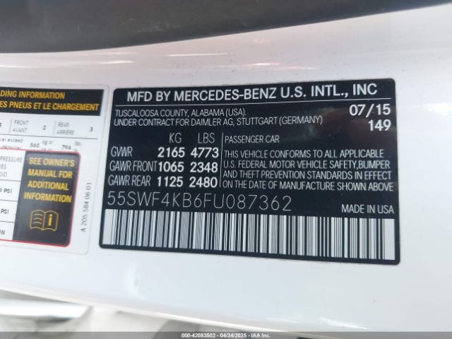55SWF4KB6FU087362 Mercedes-Benz C 300 4matic/luxury 4matic/sport 4matic