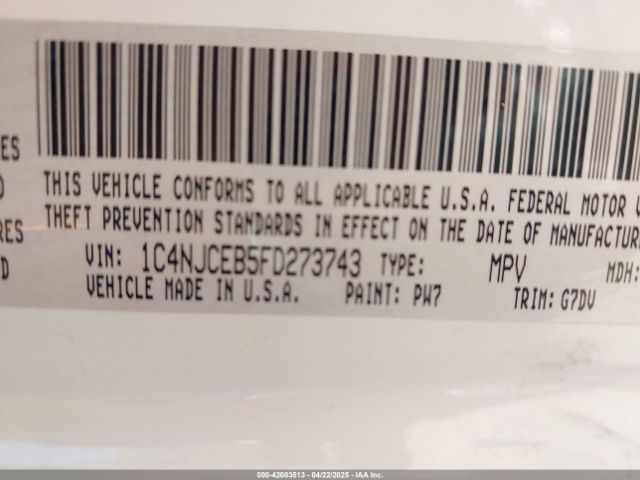 1C4NJCEB5FD273743 Jeep Compass Latitude