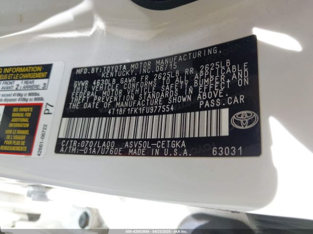 4T1BF1FK1FU977554 Toyota CAMRY XLE