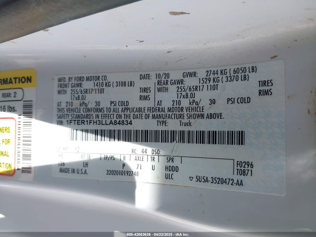 1FTER1FH3LLA84834 Ford Ranger Xlt