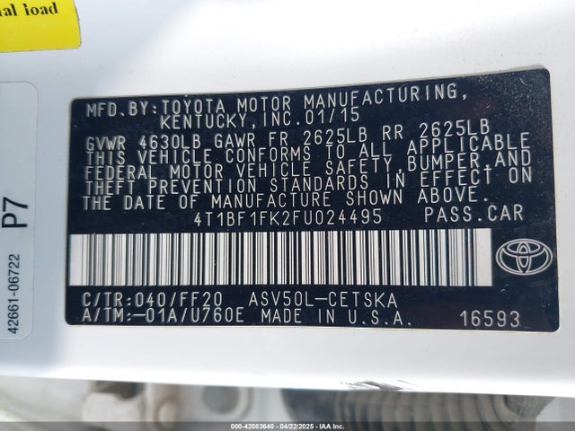 4T1BF1FK2FU024495 Toyota CAMRY SE