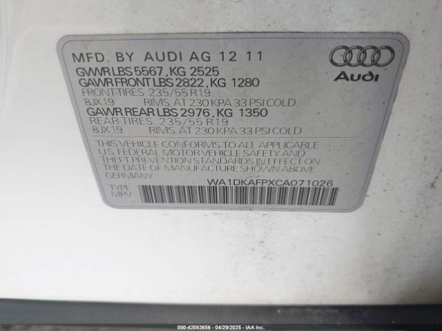 2012 AUDI Q5 WA1DKAFPXCA071026 Photo 8