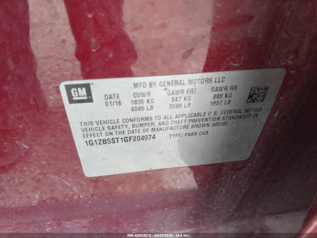 1G1ZB5ST1GF204974 Chevrolet MALIBU LS