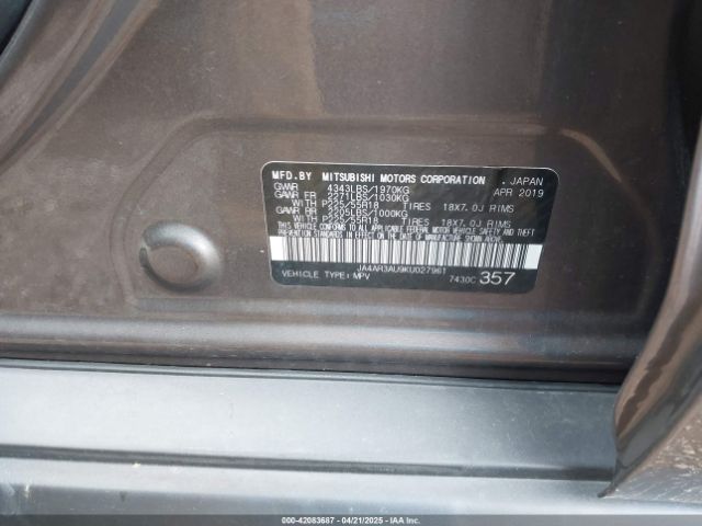 JA4AR3AU9KU027961 Mitsubishi Outlander Sport 2.0 Le